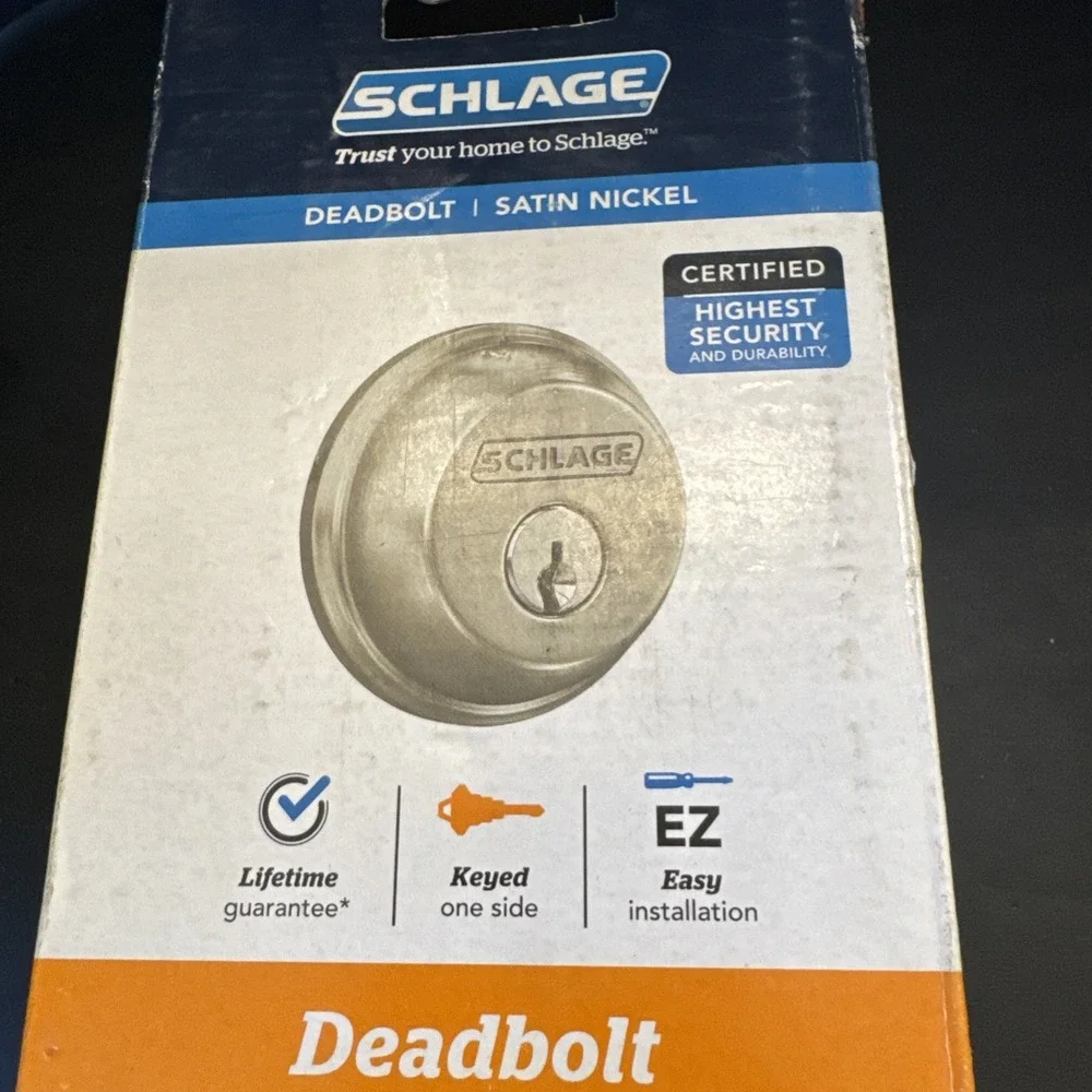 Schlage Single Cylinder Deadbolt Satin Nickel 2 Keys B60N G 619